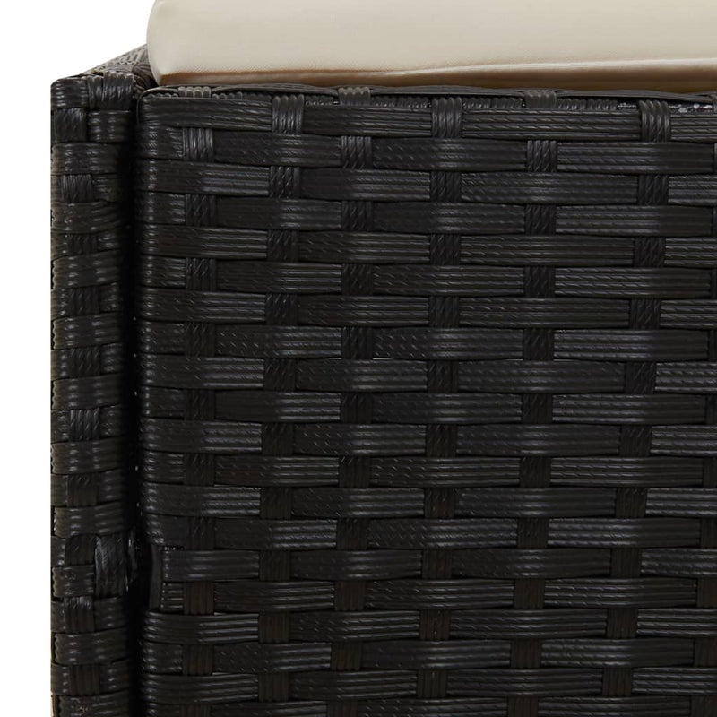 vidaXL fekete polyrattan napágy összecsukható tetővel 200x114x128 cm