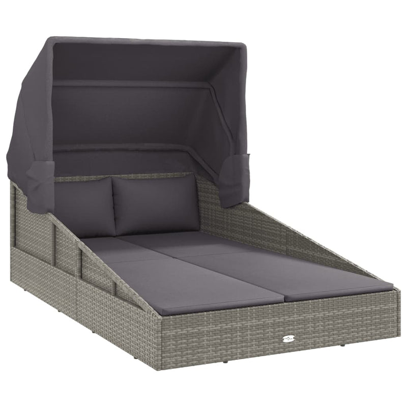 vidaXL szürke polyrattan napágy összecsukható tetővel 200x114x128 cm