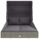 vidaXL szürke polyrattan napágy összecsukható tetővel 200x114x128 cm