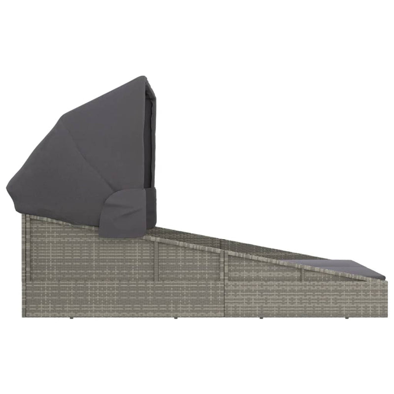 vidaXL szürke polyrattan napágy összecsukható tetővel 200x114x128 cm