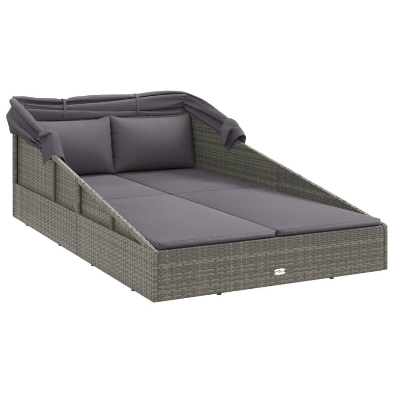 vidaXL szürke polyrattan napágy összecsukható tetővel 200x114x128 cm