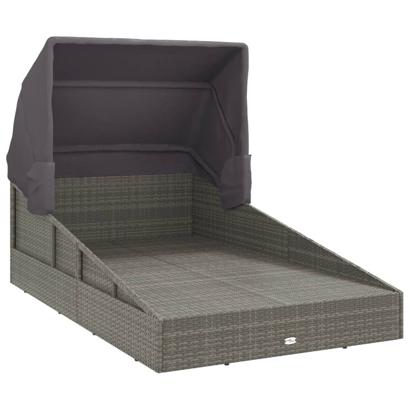 vidaXL szürke polyrattan napágy összecsukható tetővel 200x114x128 cm