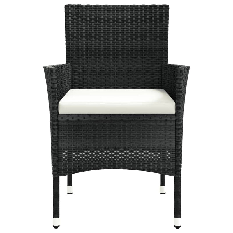vidaXL 2 db fekete polyrattan kerti szék párnákkal (csak Egyesült Királyság/Írország/FI/NO)