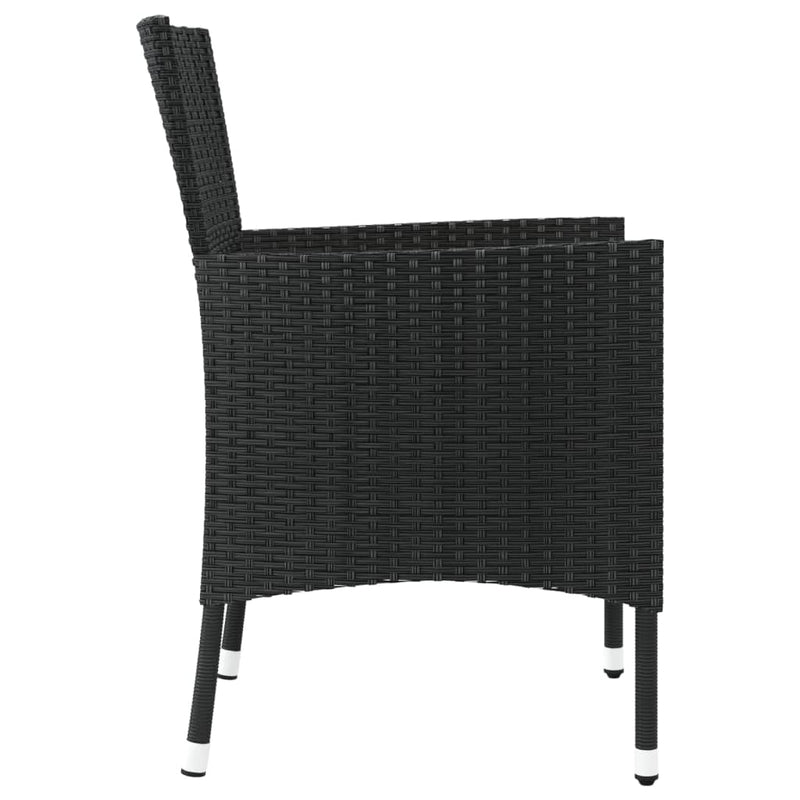 vidaXL 2 db fekete polyrattan kerti szék párnákkal (csak Egyesült Királyság/Írország/FI/NO)