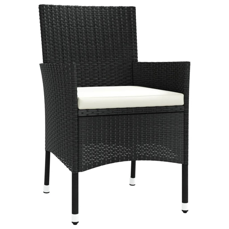 vidaXL 4 db fekete polyrattan kerti szék párnákkal (csak Egyesült Királyság/Írország/FI/NO)