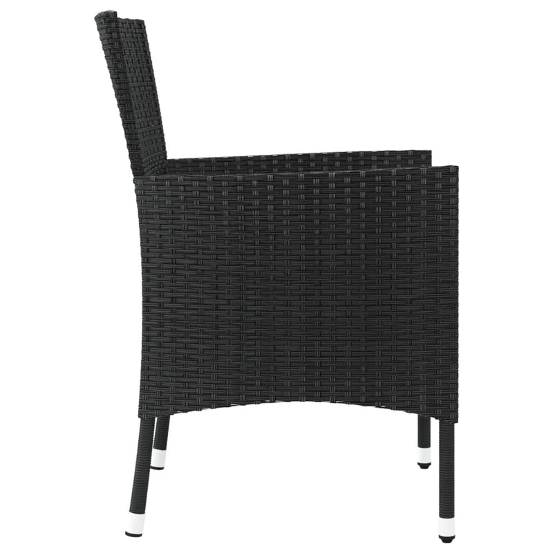 vidaXL 4 db fekete polyrattan kerti szék párnákkal (csak Egyesült Királyság/Írország/FI/NO)