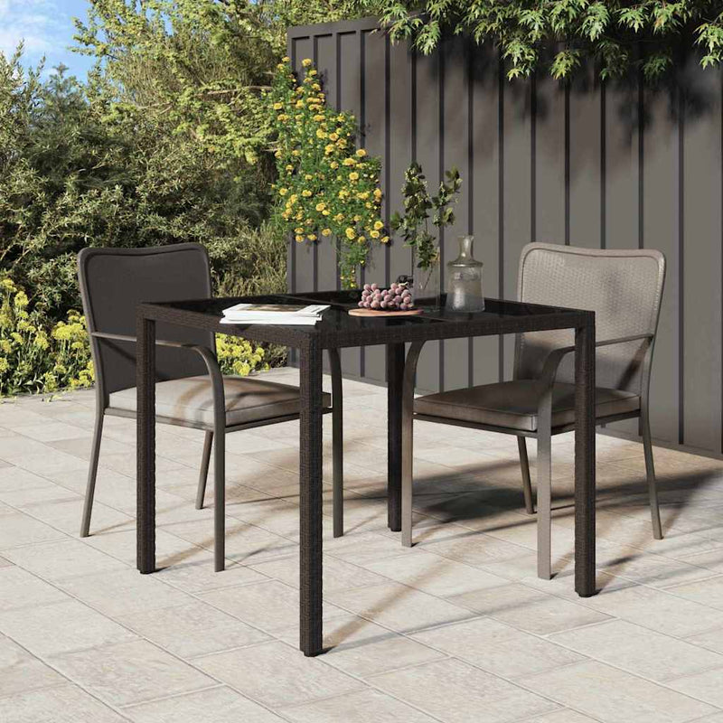 vidaXL Kerti Étkezőasztal Barna 90 x 90 x 75 cm Poli rattan