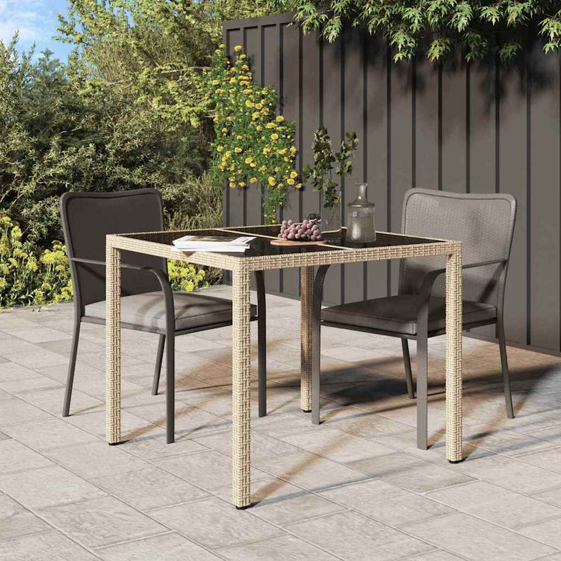 vidaXL Kerti Étkezőasztal Bézs 90 x 90 x 75 cm Poli rattan