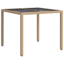 vidaXL Kerti Asztal Bézs 90 x 90 x 75 cm polirattan