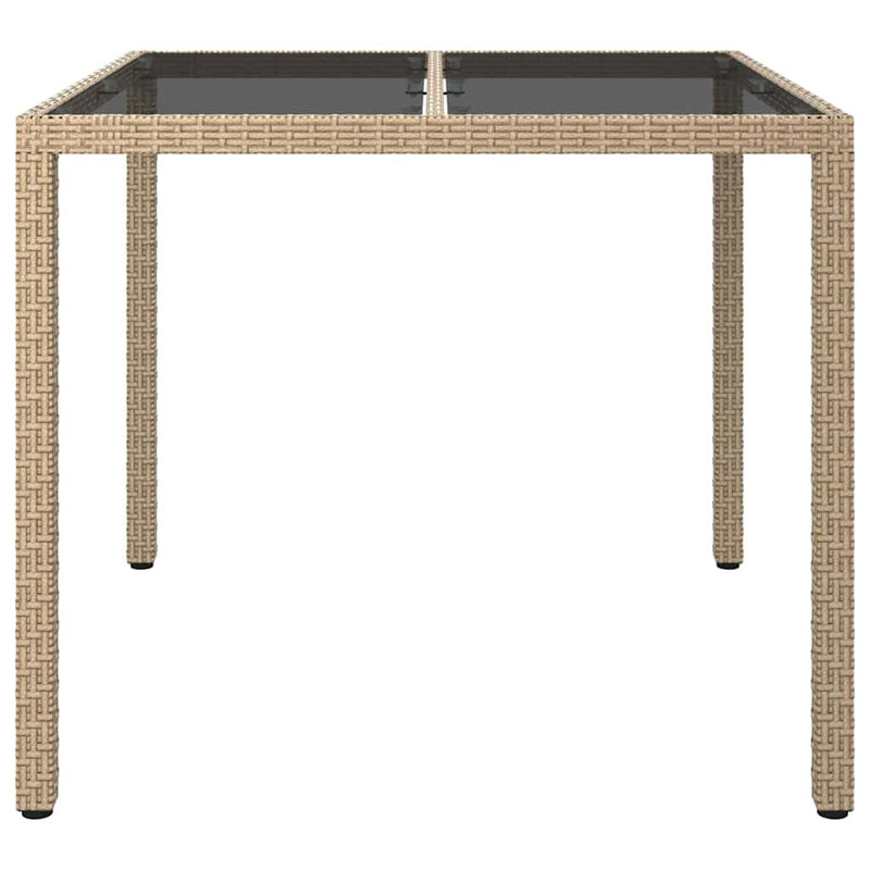 vidaXL Kerti Étkezőasztal Bézs 90 x 90 x 75 cm Poli rattan