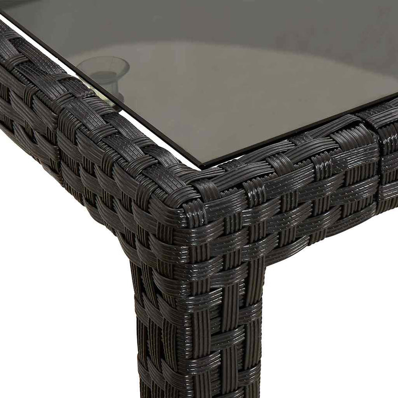 vidaXL Kerti Étkezőasztal Fekete 150 x 90 x 75 cm Poli rattan