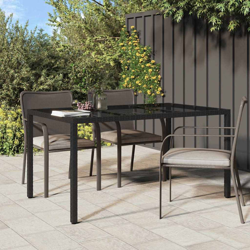 vidaXL Kerti Étkezőasztal Fekete 150 x 90 x 75 cm Poli rattan