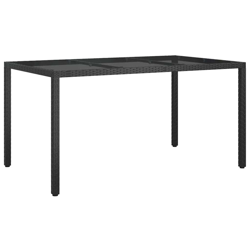 vidaXL Kerti Étkezőasztal Fekete 150 x 90 x 75 cm Poli rattan