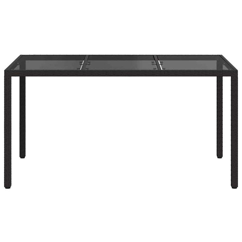 vidaXL Kerti Étkezőasztal Fekete 150 x 90 x 75 cm Poli rattan