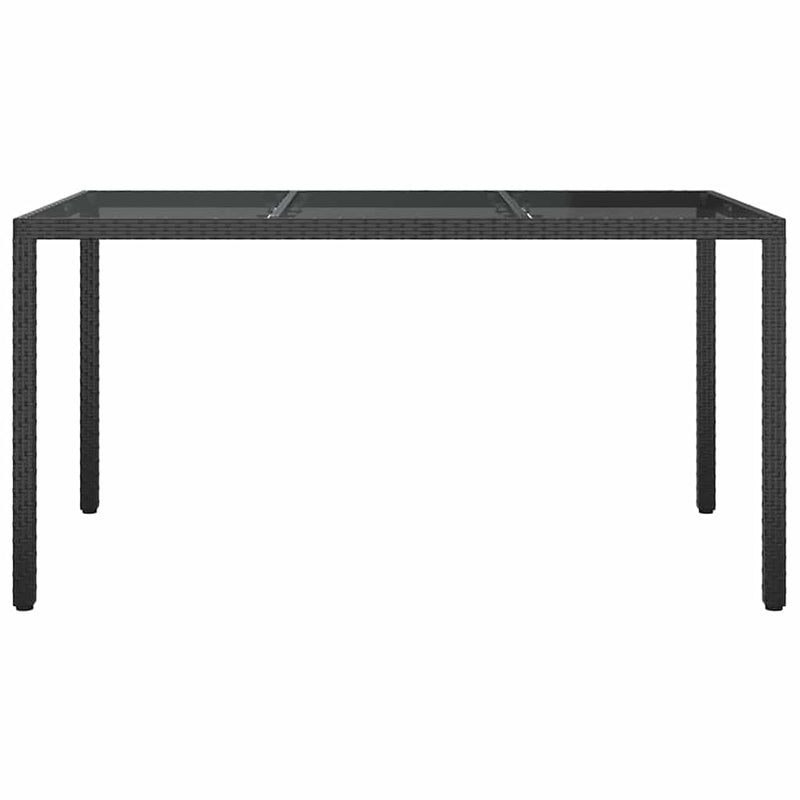 vidaXL Kerti Étkezőasztal Fekete 150 x 90 x 75 cm Poli rattan
