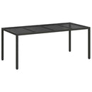 vidaXL Kerti Asztal Fekete 190 x 90 x 75 cm polirattan