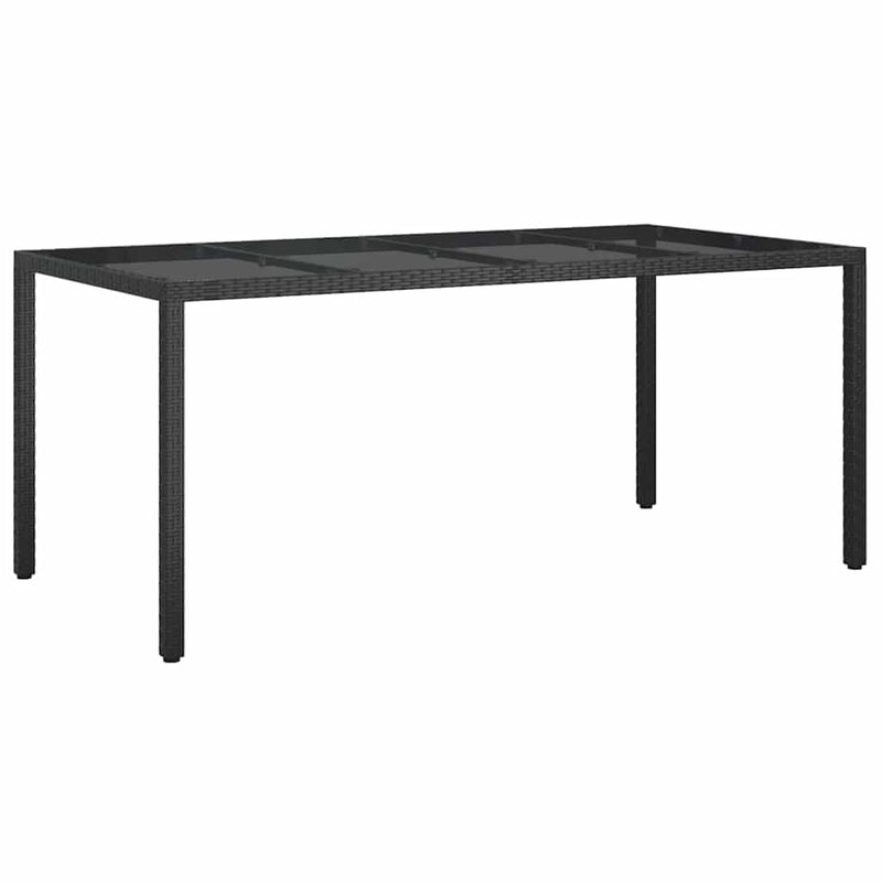 vidaXL Kerti Étkezőasztal Fekete 190 x 90 x 75 cm Poli rattan