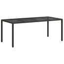 vidaXL Kerti Asztal Fekete 190 x 90 x 75 cm polirattan