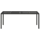 vidaXL Kerti Asztal Fekete 190 x 90 x 75 cm polirattan