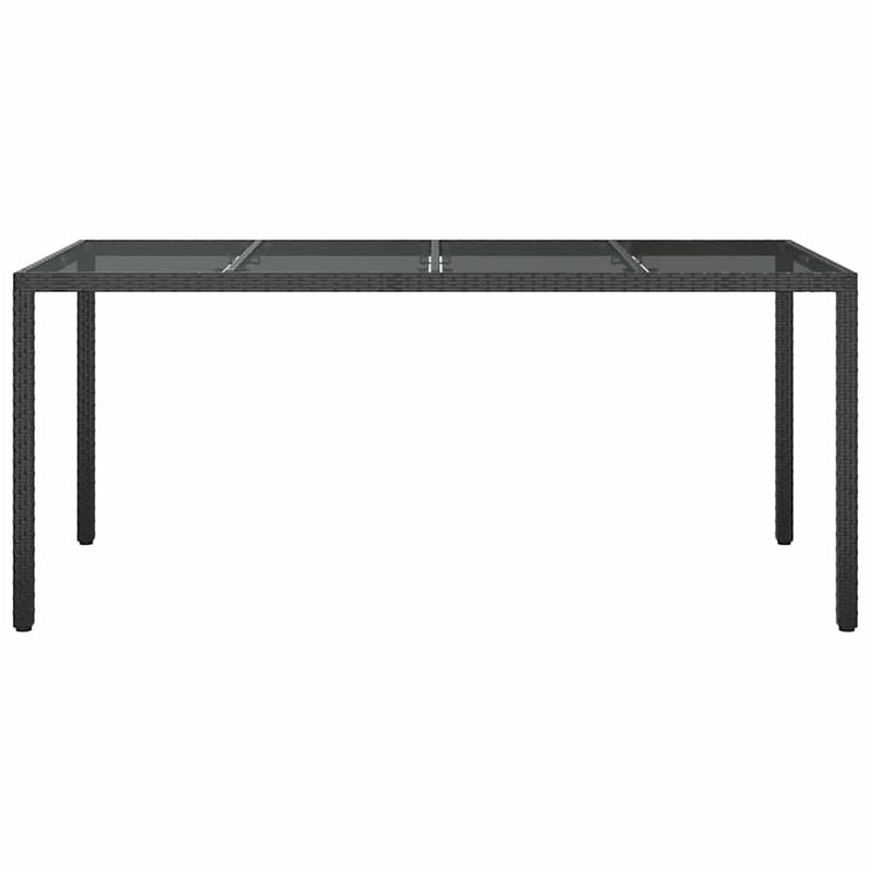 vidaXL Kerti Étkezőasztal Fekete 190 x 90 x 75 cm Poli rattan