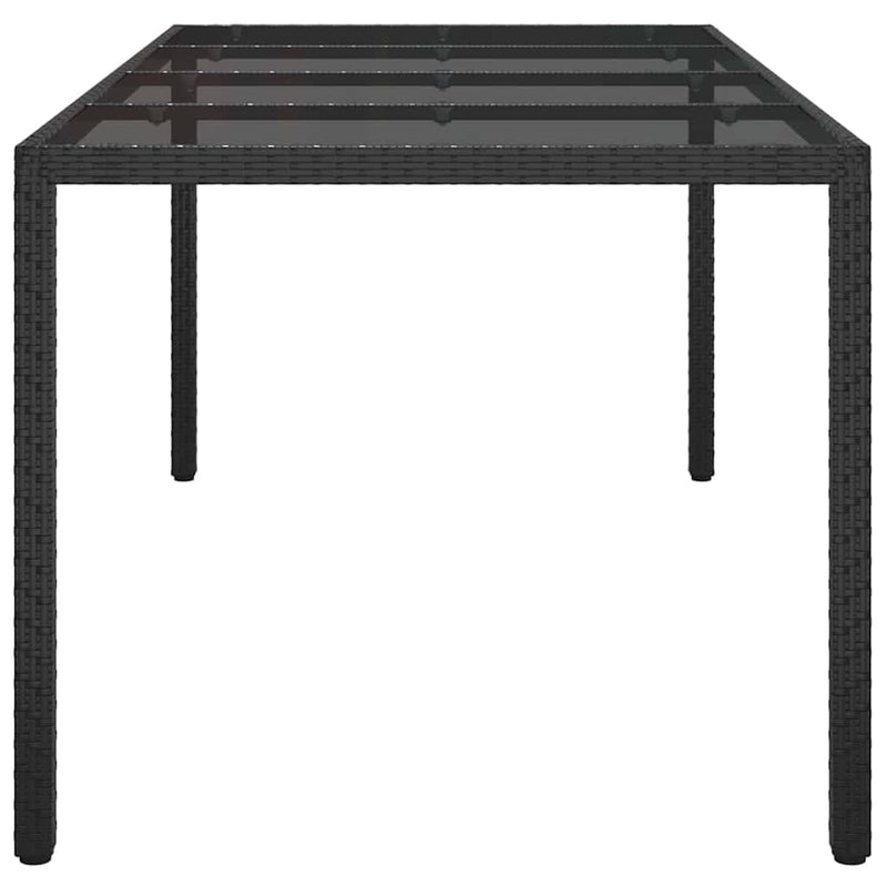 vidaXL Kerti Étkezőasztal Fekete 190 x 90 x 75 cm Poli rattan