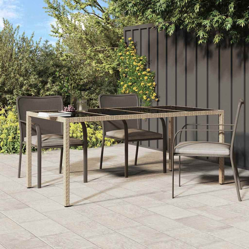 vidaXL Kerti Étkezőasztal Bézs 190 x 90 x 75 cm Poli rattan