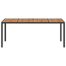 vidaXL Kerti Asztal Fekete 190 x 90 x 75 cm polirattan