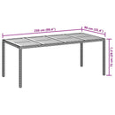 vidaXL Kerti Asztal Fekete 190 x 90 x 75 cm polirattan