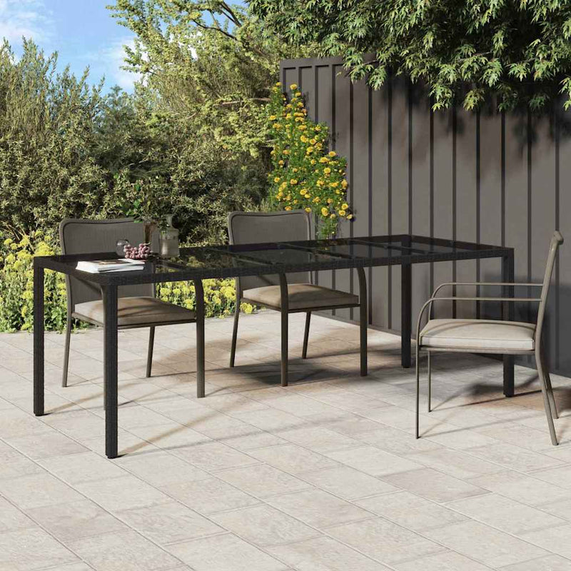 vidaXL Kerti Étkezőasztal Tiszta fekete. 250 x 100 x 75 cm Poli rattan