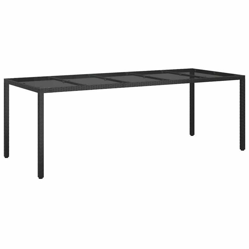 vidaXL Kerti Étkezőasztal Tiszta fekete. 250 x 100 x 75 cm Poli rattan