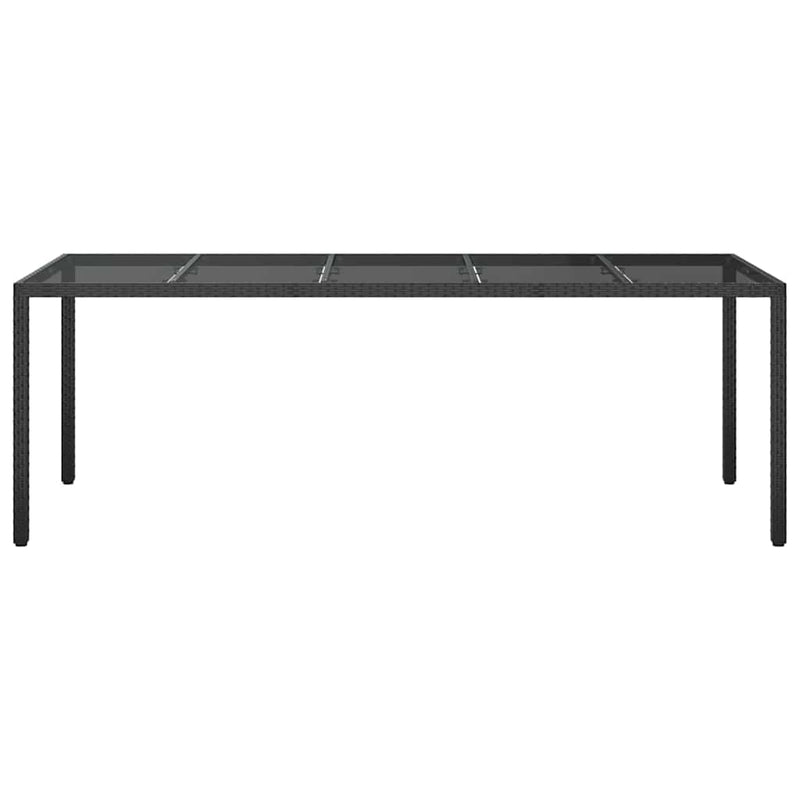 vidaXL Kerti Étkezőasztal Tiszta fekete. 250 x 100 x 75 cm Poli rattan