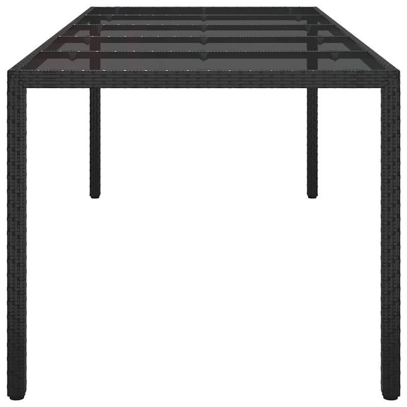 vidaXL Kerti Étkezőasztal Tiszta fekete. 250 x 100 x 75 cm Poli rattan