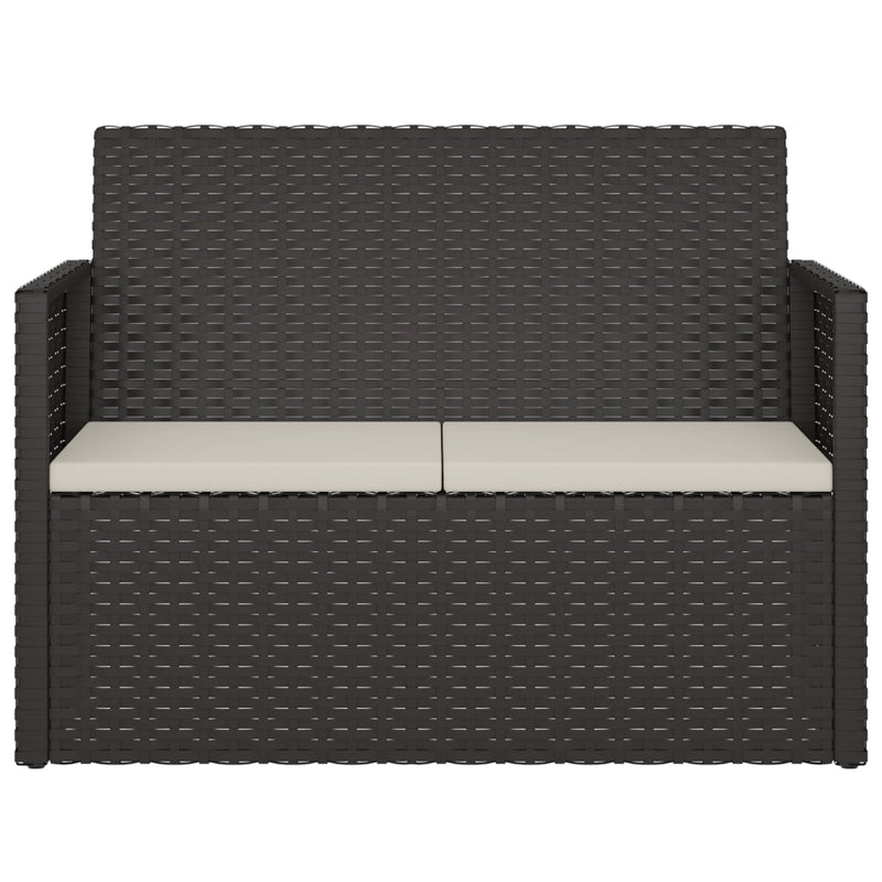 vidaXL fekete polyrattan kerti pad párnákkal 105 cm