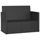 vidaXL fekete polyrattan kerti pad párnákkal 105 cm