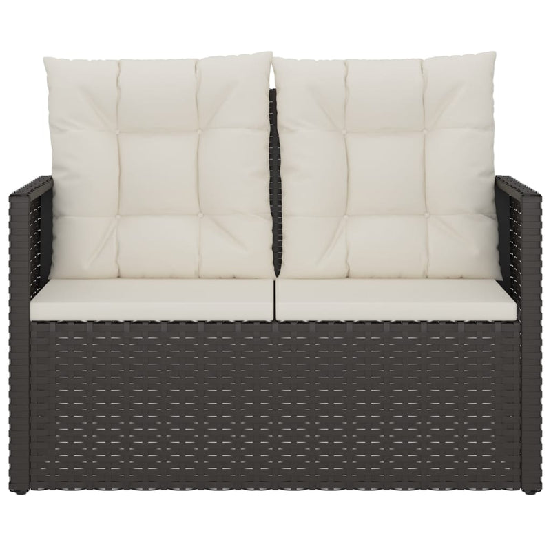 vidaXL fekete polyrattan kerti pad párnákkal 105 cm