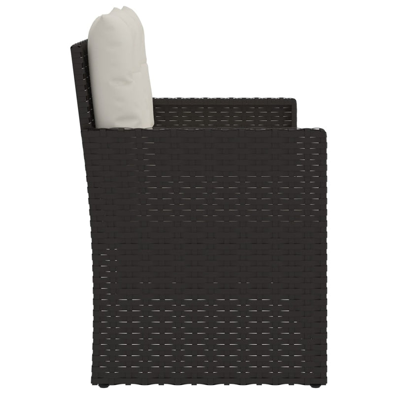 vidaXL fekete polyrattan kerti pad párnákkal 105 cm