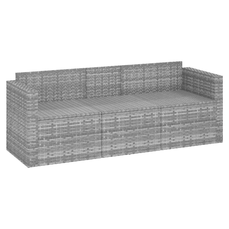 vidaXL 3 személyes szürke polyrattan kerti kanapé párnával