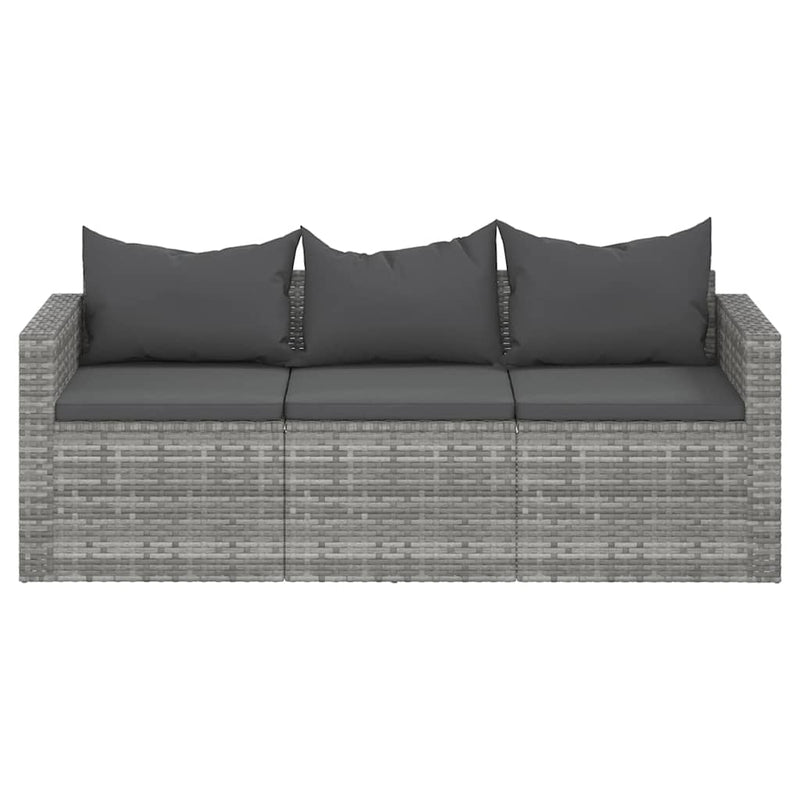 vidaXL 3 személyes szürke polyrattan kerti kanapé párnával