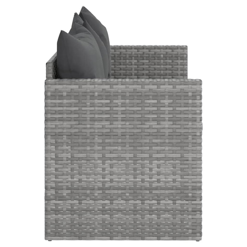 vidaXL 3 személyes szürke polyrattan kerti kanapé párnával