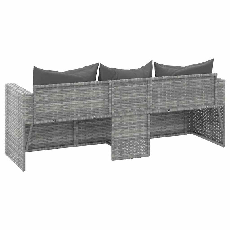 vidaXL 3 személyes szürke polyrattan kerti kanapé párnával