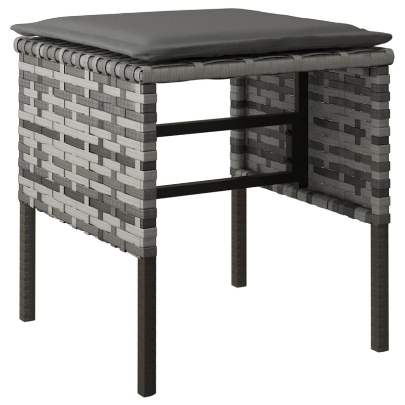 vidaXL 4 db szürke polyrattan kerti lábzsámoly párnákkal