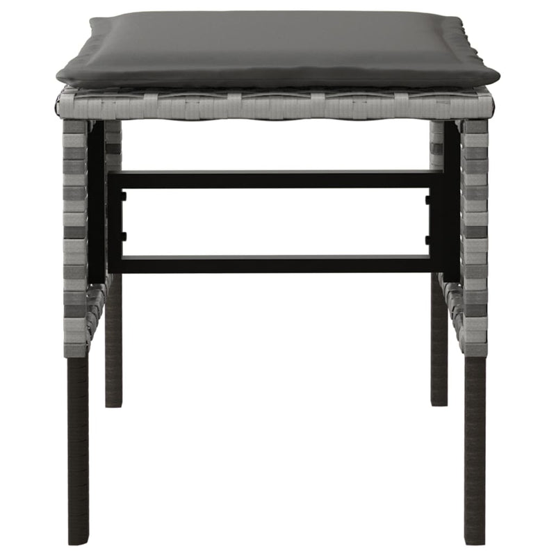 vidaXL 4 db szürke polyrattan kerti lábzsámoly párnákkal