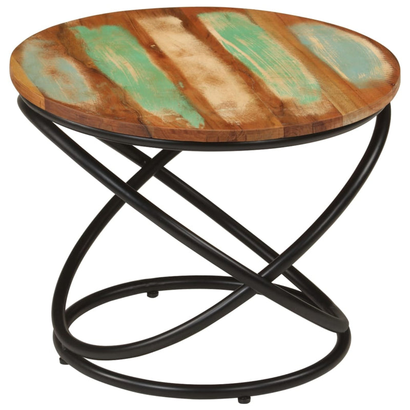 vidaXL tömör újrahasznosított fa és acél dohányzóasztal Ø50 x 40 cm