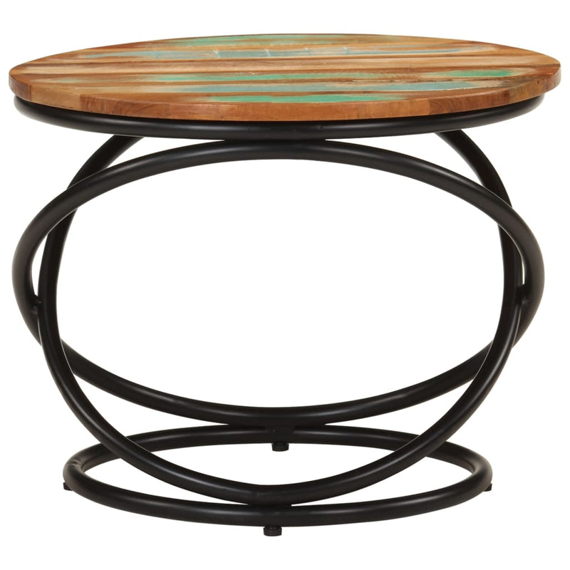 vidaXL tömör újrahasznosított fa és acél dohányzóasztal Ø50 x 40 cm