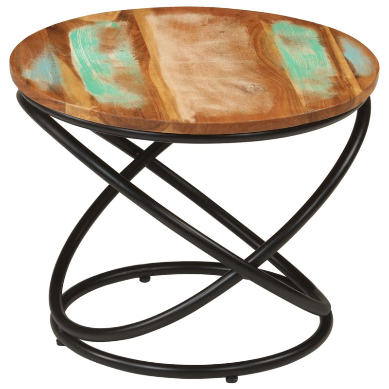 vidaXL tömör újrahasznosított fa és acél dohányzóasztal Ø50 x 40 cm