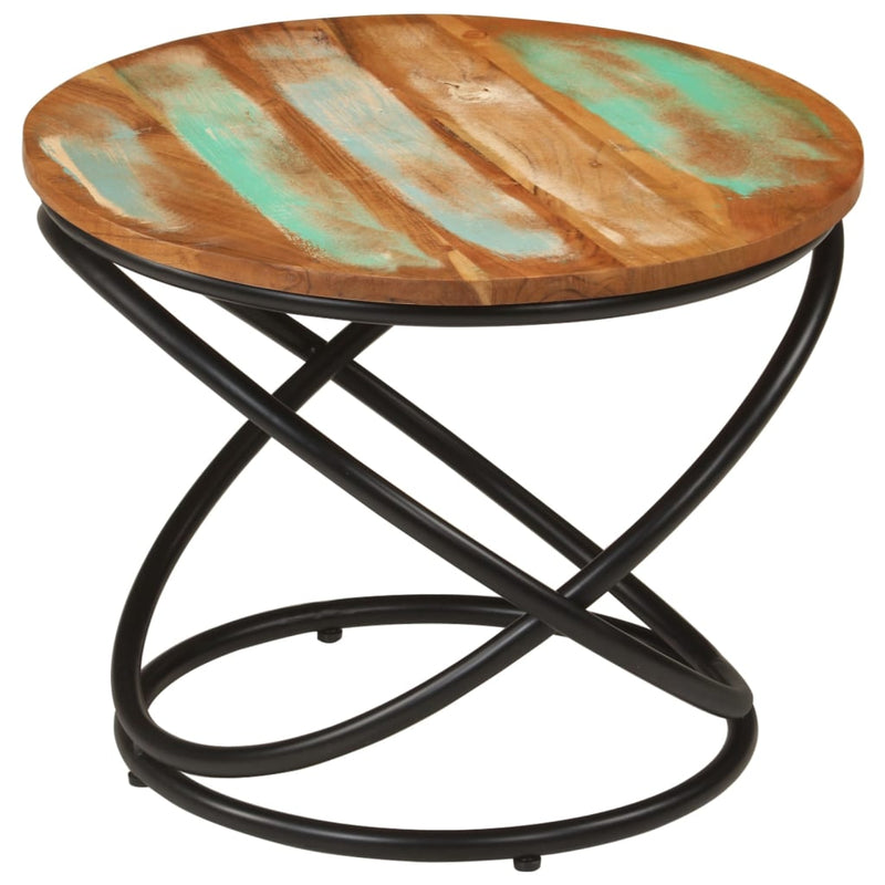 vidaXL tömör újrahasznosított fa és acél dohányzóasztal Ø50 x 40 cm