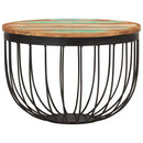 vidaXL tömör újrahasznosított fa és acél dohányzóasztal Ø50 x 35 cm