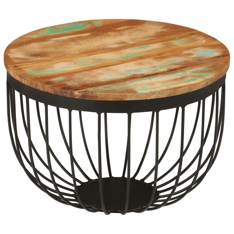 vidaXL tömör újrahasznosított fa és acél dohányzóasztal Ø50 x 35 cm