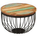 vidaXL tömör újrahasznosított fa és acél dohányzóasztal Ø50 x 35 cm