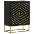 vidaXL fekete és aranyszínű 2 ajtós tömör mangófa tálaló 55x30x75 cm